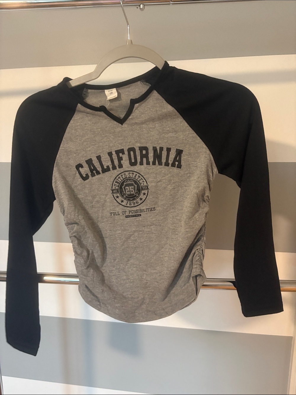 California Graphic Raglan Long Sleeve Tee - Gray/Black